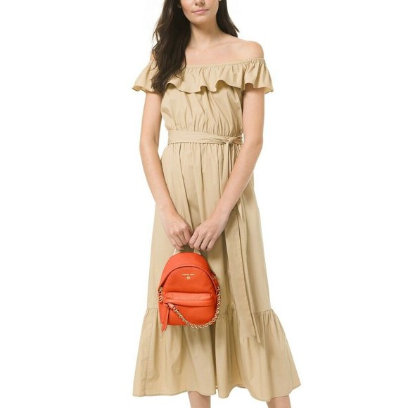 Michael Kors Slater Small Clementine Orange Pebbled Leather Convertible Backpack - Picture 2 of 8